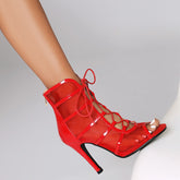 Fashionable Mesh Boots Fish Mouth Stiletto High Heels